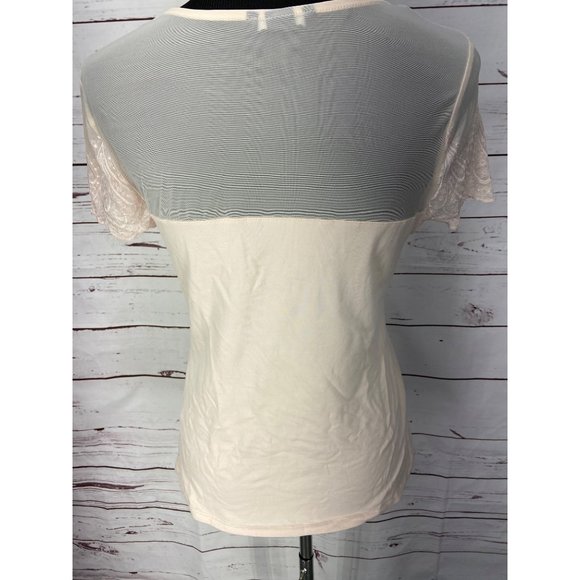 H&M Light Pink‎ Tunic blouse Trimmed In Lace Blouse Top size Medium - Picture 3 of 7
